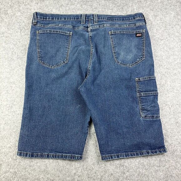 Dickies Cargo Jean Shorts Mens 44 Blue Dark Wash Loose Fit Y2K Grunge Workwear* - Picture 1 of 13